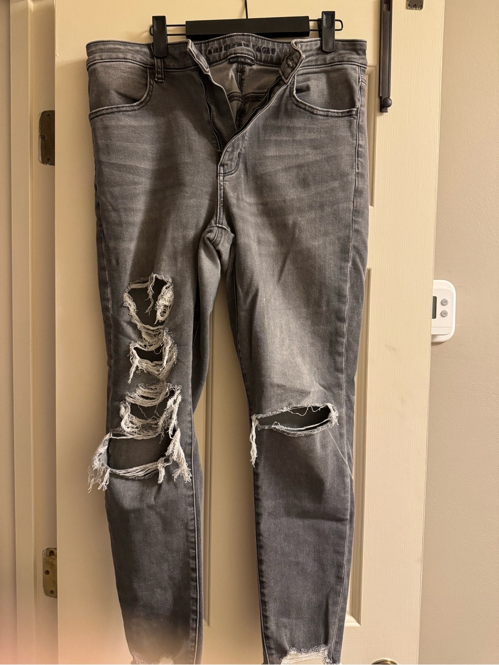 American Eagle Outfitters Gray Distressed Skinny Jeans